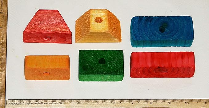 Colored Wooden Wood 50 Large Blocks with Holes Parts for Bird Parrot Toy Macaw Cockatoo