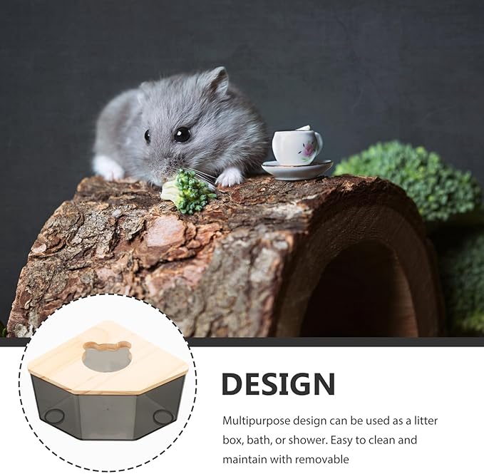 Mikikit Hamster Sand Bath Box Transparent Dust Bath for Chinchilla Pets Cute Design for Fun Bath Durable Construction Hamster Bathroom Accessories