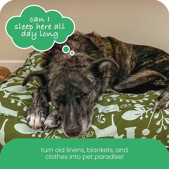 Molly Mutt Small Dog Bed Cover, Amarillo by Morning, Olive Green & Light Blue