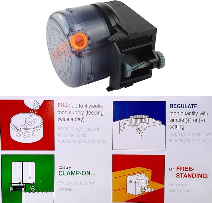 Saim Battery-Operated(AA) Automatic Fish Feeder for Aquariums, Fish Feeder Auto Dispenser for Holidays Weekend and Travel