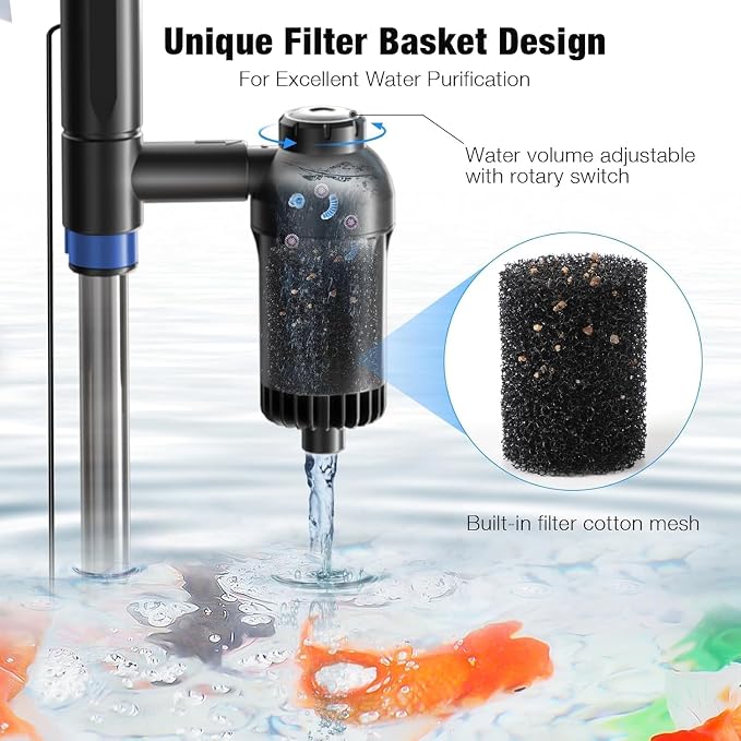 bedee Aquarium Vacuum Gravel Cleaner, 24W Electric Fish Tank Cleaner Vacuum, 6 in 1 Multifunctional Aquarium Cleaner for Automatic Water Change, Wash Sand, Water Circulation and Timed Off