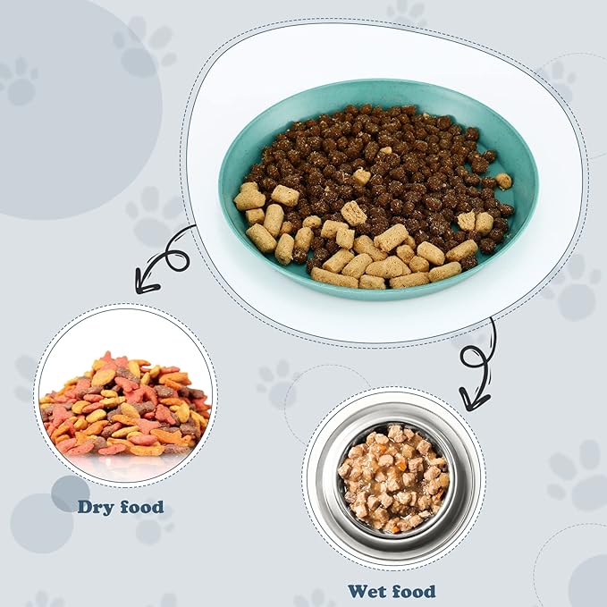 Gerrii 12 Pieces Beard Fatigue Relief Cat Bowl 6 Inch Round Shallow Cat Food Dish Wet Feeding Bowls Wide and Small Pet Dish for Kittens and Short Legged Kitten, Wheat Straw(Vintage Colors,Classic)