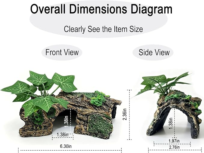 Aquarium Decor, Betta Fish Tank Accessories, Reptile Hide | Simulated resin hollow hideout gives small fish, shrimp and reptiles a cozy place to hide and rest