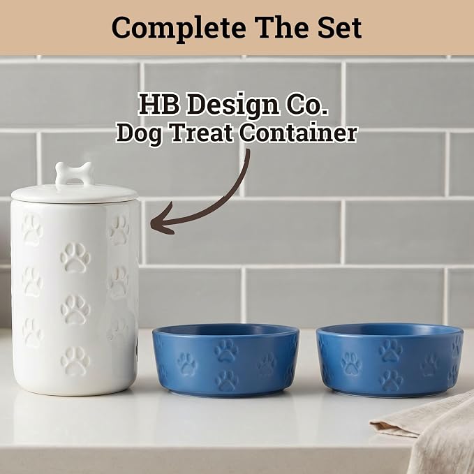 Ceramic Dog Bowl Set of 2 with Anti-Skid Base - 5.5" Wide x 2" Tall Ceramic Dog Bowls for Small Dogs - 2 Cup Capacity Food and Water Bowls for Dogs - Rubber Bottom Pet Bowl Set of 2 for Small Pets