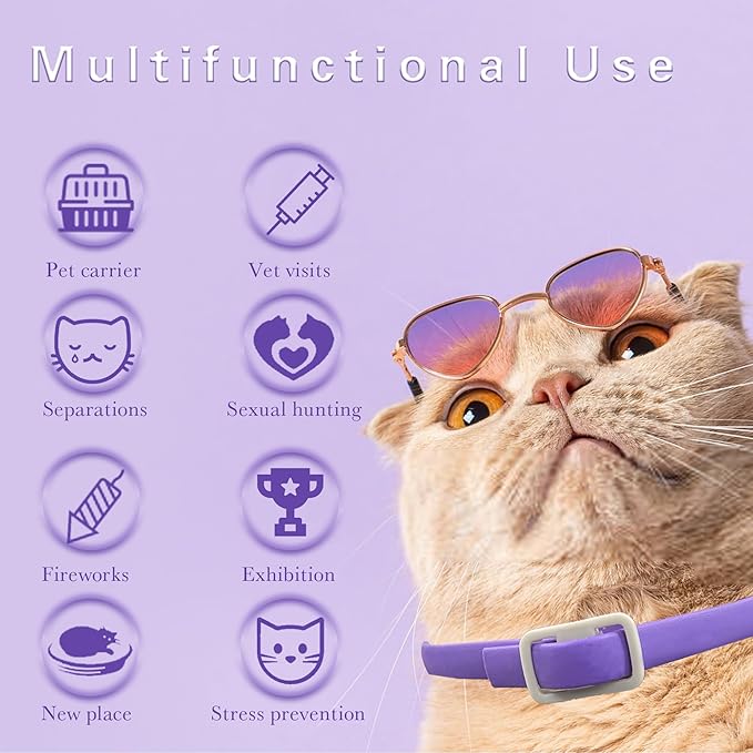 Simnice 4 Pack Calming Collar for Cats - Cat Pheromone Calming Collar Reduce Anxiety Stress for Pets, Long-Lasting Cat Calm Collars Adjustable Calm Collars for Cats