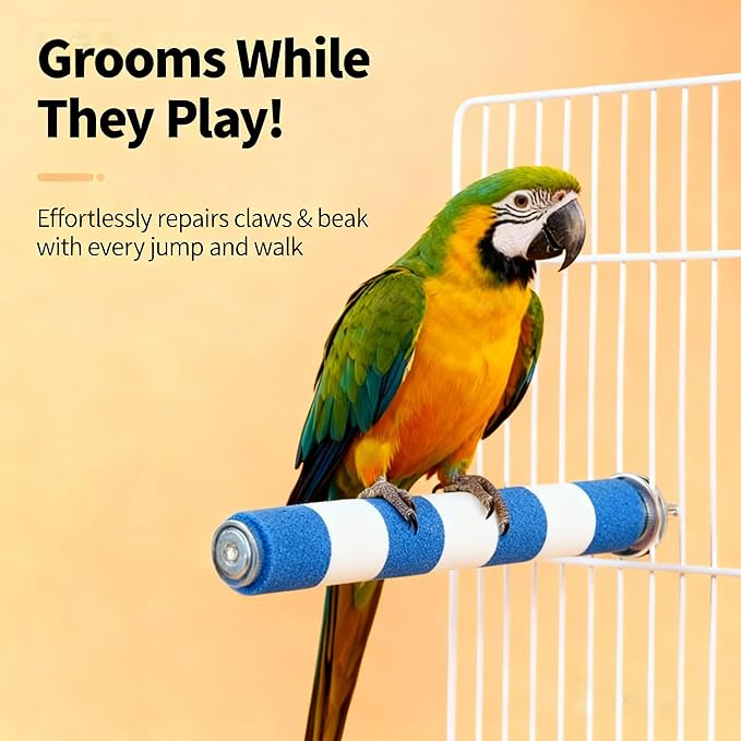 AOTU Bird Perch for Cage, 7.9” x 1” Rough-Surfaced Grinding Stone – Durable Beak & Claw Trimming Accessory for Conure, Cockatiel & Parrot, Non-Toxic Long-Lasting Bird Cage Accessory