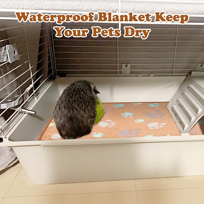 YUEPET Waterproof Guinea Pig Blankets Washable 3 Pack Small Animal Fleece Cage Liners Pet Soft Sleep Mat Pad Cover Warm Flannel Throw for Hamster Guinea Pig Rabbit Chinchilla Hedgehog Ferret 23"×16"