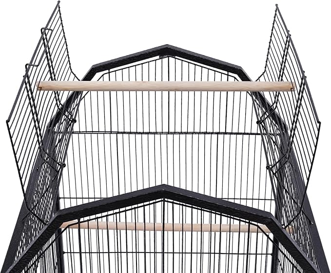 Bird Cage 40-Inch Metal Pet Bird Flight Cage with Play Open Top and Rolling Stand, Large Finch Bird Cage with Anti-Escape Door for Conure Canary Parekette Macaw Cockatoo Budgie Cockatiels Parrot