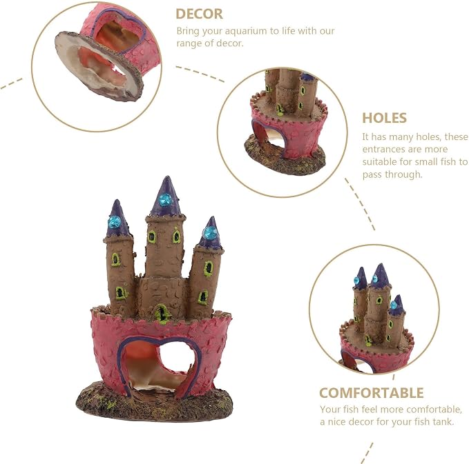 MERRYHAPY Unique Resin Aquarium Castle Decor for Fish Tank, Safe Fish Hideout Decoration and Landscape Ornament for Aquatic Pets and Aquarium Decoration