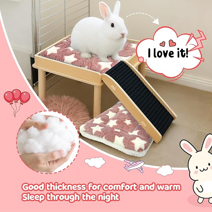 2 Pack Bunny Bed - 10 x 13 Inch Rabbit Pee Pads Bedding - Washable and Thickness Upgrade(Pink,M)