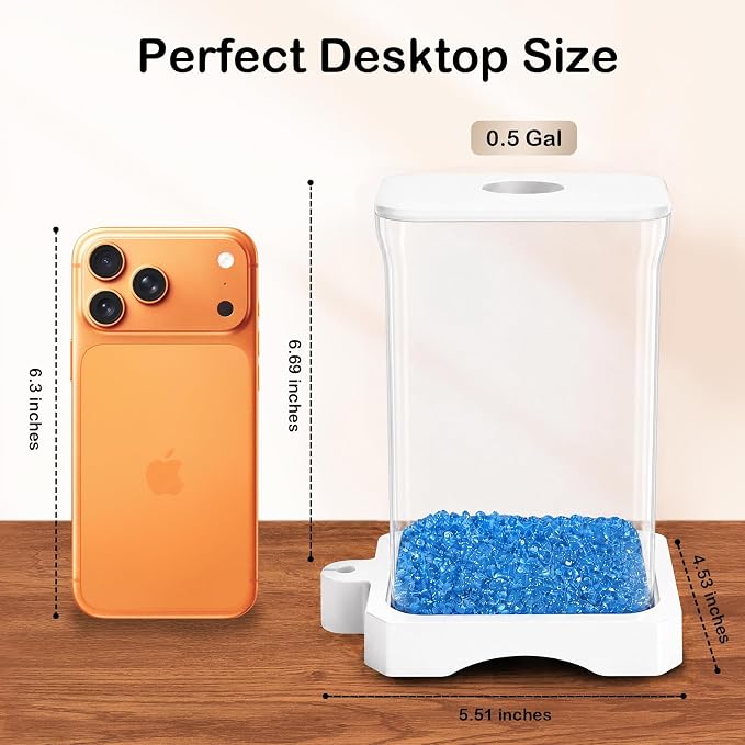 0.5 Gallon Betta Fish Tank Aquarium Starter Kit with Light and Lid(White) | Premium Acrylic Aquarium with Light and Lid, Crystal Clear Starter Kit for Betta Fish, Shrimp, Snails and Small Fish