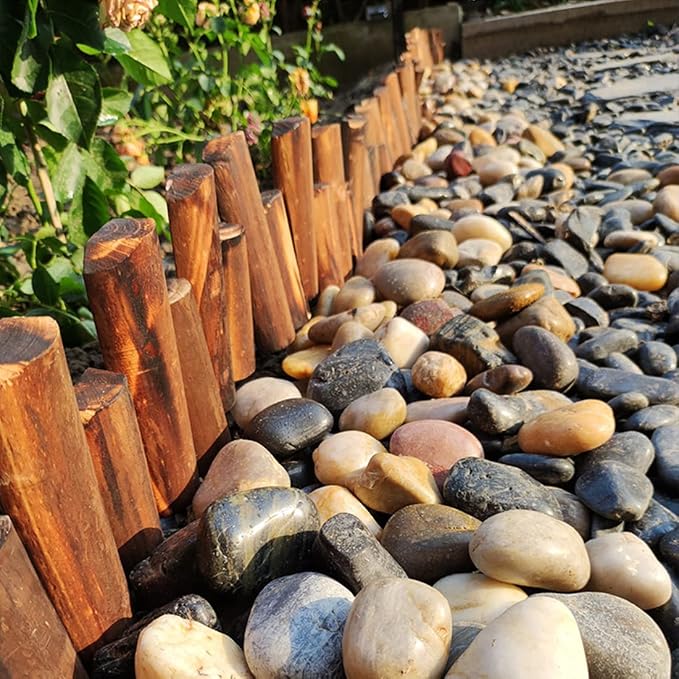 40lbs Pebbles for Landscaping Garden Indoor Plants, 1-2 Inch Mixed Color High Polished River Rocks Outdoor Decorative Stones Outdoor Vase Filler Fish Tank Aquariums and Indoor DIY