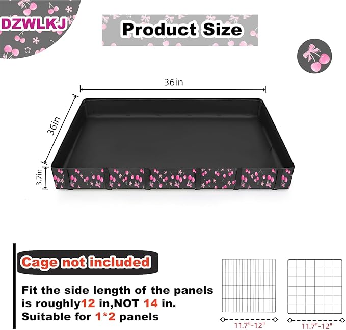 DZWLKJ Guinea Pig Cage Liner,Washable Tarp Bottom Base,Cherry Graphic,36"x36", Reusable for Rabbit, Chinchilla, Hedgehog, Ferret & Other Small Animals.