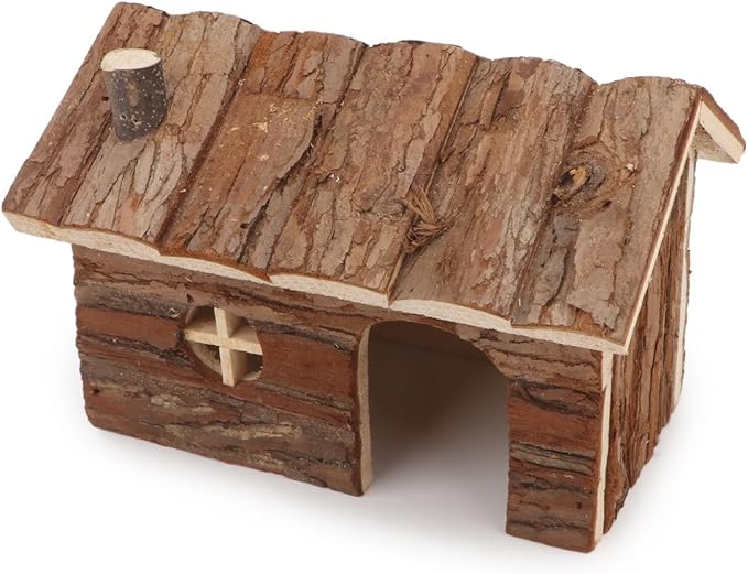 Wontee Hamster Wood House Hamster Hideout Hut for Dwarf Hamsters Mice Small Gerbils (Medium)