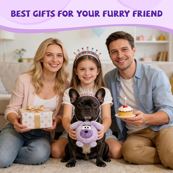 Moving Dog Ball, Jumping Squeaky Interactive Dog Toys, Plush Chew Toys for Small Dogs, USB Rechargeable (Purple)