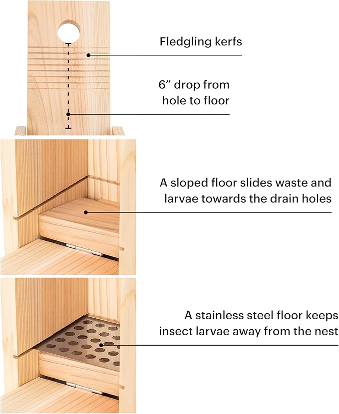 WHITEHORSE Bluebird House - Weatherproof Bird House for Outdoors - Cedar Birdhouse Built to NABS Specs - Nest Box for Bluebirds, Chickadees, Titmice, Wrens, Nuthatches & More (15” Floor)