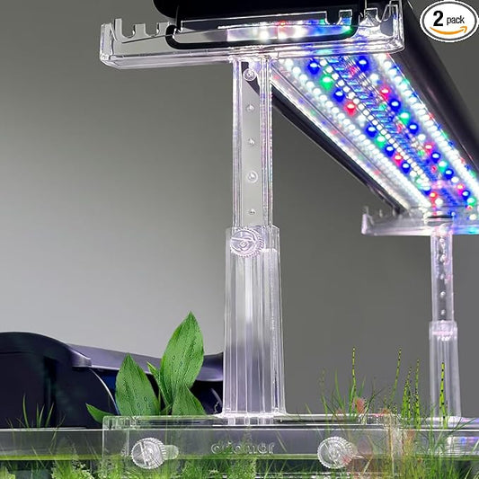 driamor Aquarium Light Holder Adjustable, Clear Acrylic Fish Tank LED Light Riser Stand Aquarium Lamp Brackets Kit 2pcs Transparent Support for Width 2.34-4.7 Inches Light with Extendable Bracket