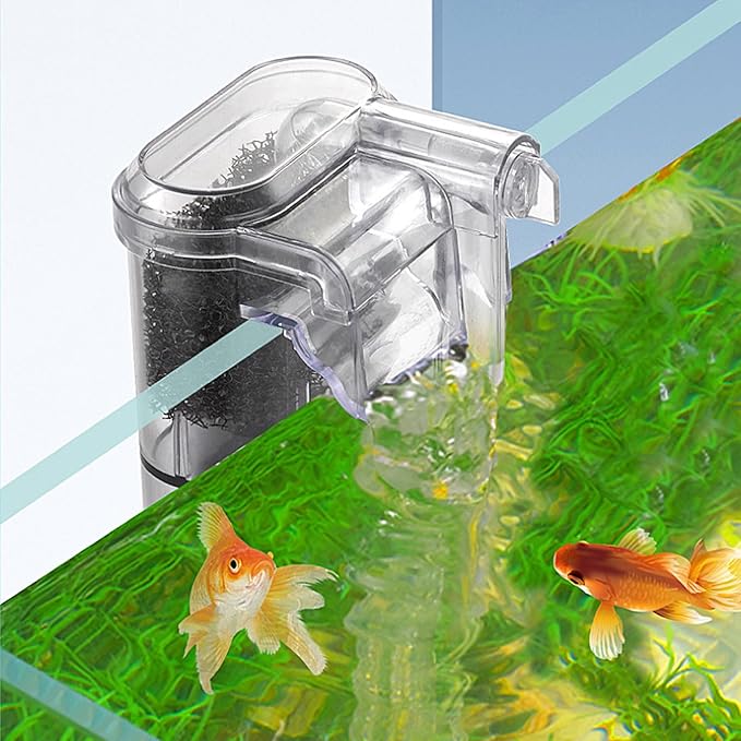 Slim Aquarium Filter,Quiet Hang on Back Fish Tank Filter for 3-10 Gal Aquariums with 1 Pre-Filter Sponge ，Adjustable Flow，250L/H