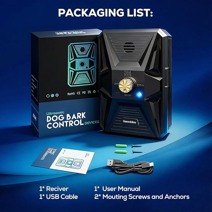 Anti Barking Devices, Auto Ultrasonic Dog Bark Deterrent Devices Long Range 50ft, 3 Modes Rechargeable Bark Box Barking Control Devices, Effective Stop Barking Dog Devices Indoor/Outdoor Training