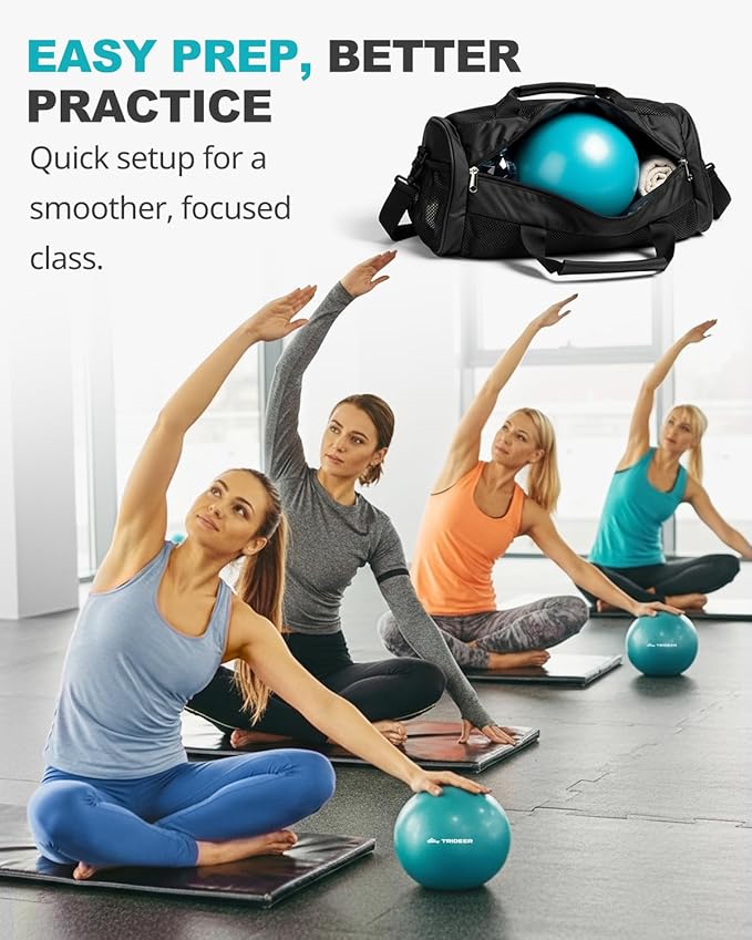 Trideer Exercise Ball for Yoga, Pilates & Fitness – Stability Ball Equipment for Home Gym & Office Chair, Core & Balance Training Accessories, Physical Therapy Equipment, Quick Pump Included, 5 Sizes