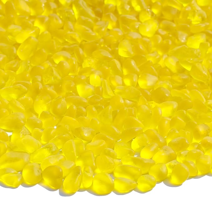 QYGL Sea Glass Stones - 2.9LB/46.4oz Yellow Frosted Glass Pebbles | Glass Gemstones Perfect for Aquarium Rocks, Fish Tank Gravel, Vase Fillers, Seaglass DIY Crafts, and Home Decor