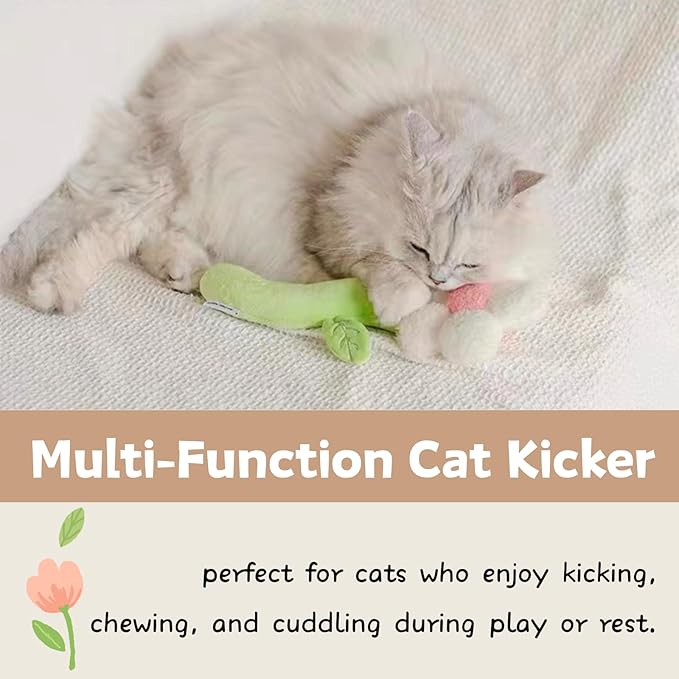 CECE PAW Catnip Refillable Interactive Cat Toy with Crinkle Sound, Flower Kicker Toy for Indoor Cats, Includes 6-Pack Catnip Pouches, Chew, Food Puzzle for Kitten Enrichment