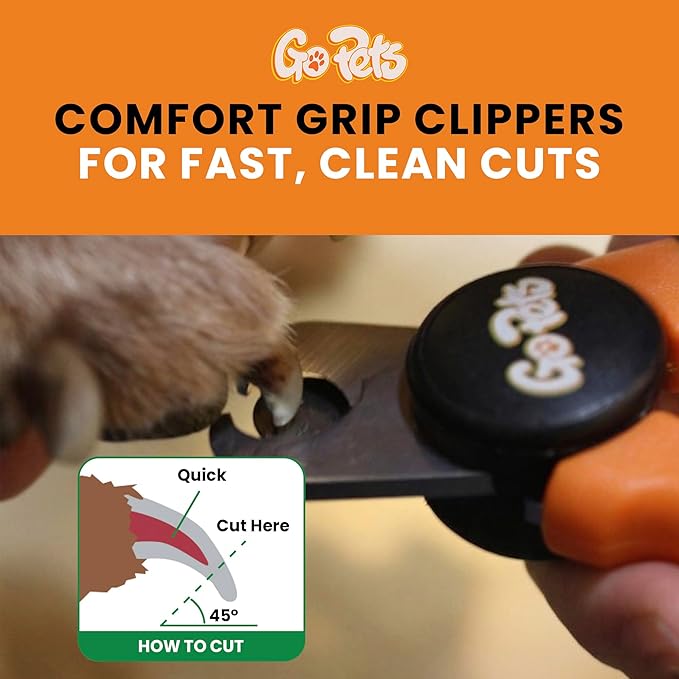 GoPets Dog Nail Clippers, Professional Pet Nail Trimmer for Large Dogs and Cats with Quick Sensor Safety Guard, Heavy Duty Stainless Steel Blades, Non-Slip Handle, Built-in File for Safe Grooming
