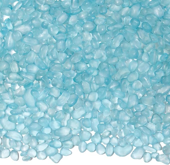 QEQEKAKA Sea Glass Stones for Crafts 2.75LB Ice Blue Pebble Gemstones Bulk | Small Glass Stones for Beaching Wedding DIY Decor Aquarium Turtle Tank Vase Filler (1180g/41.62oz)