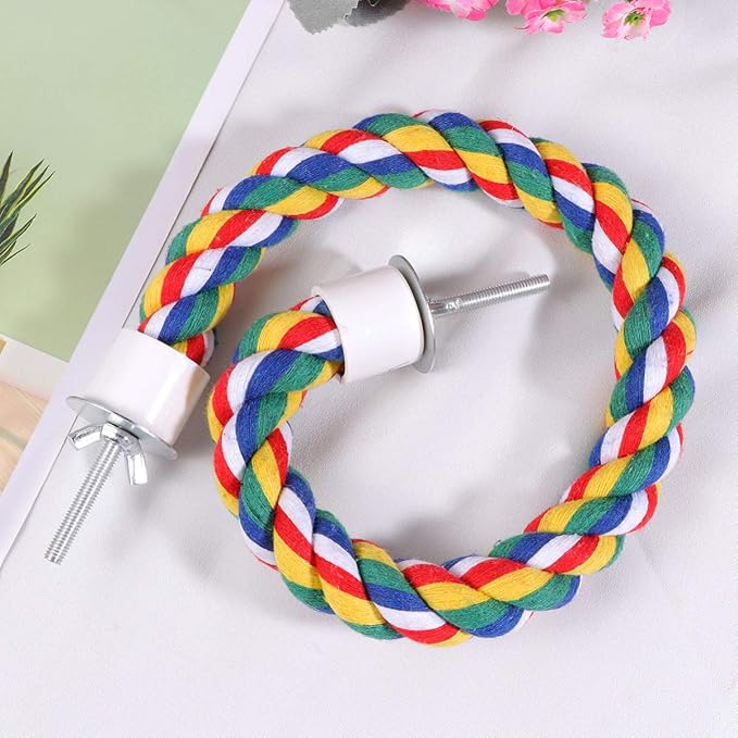 UKCOCO Bird Rope Perch - Comfy Perches for Bird Cages Natural Parrot Cotton Rope, Bungee Perch Pet Chewing Toy for Parrots Playing, Chewing or Preening (40cmcm/16 Inch)