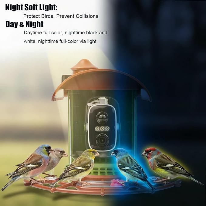 Bird Feeder with Camera, Smart Bird Feeder Camera with AI Identify BirdSpecies, Solar Powered, Instant Alerts, 2K HD Video, Various DIY Addons, 2.4G WiFi, Gift for Mom Dad Birdlover (Green)