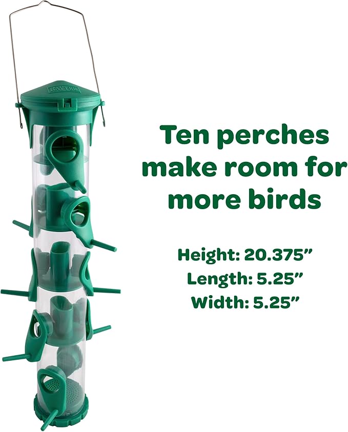 Kaytee Songbird Wild Bird Diffuser Tube Feeder with 10 Perches, Pack of 2