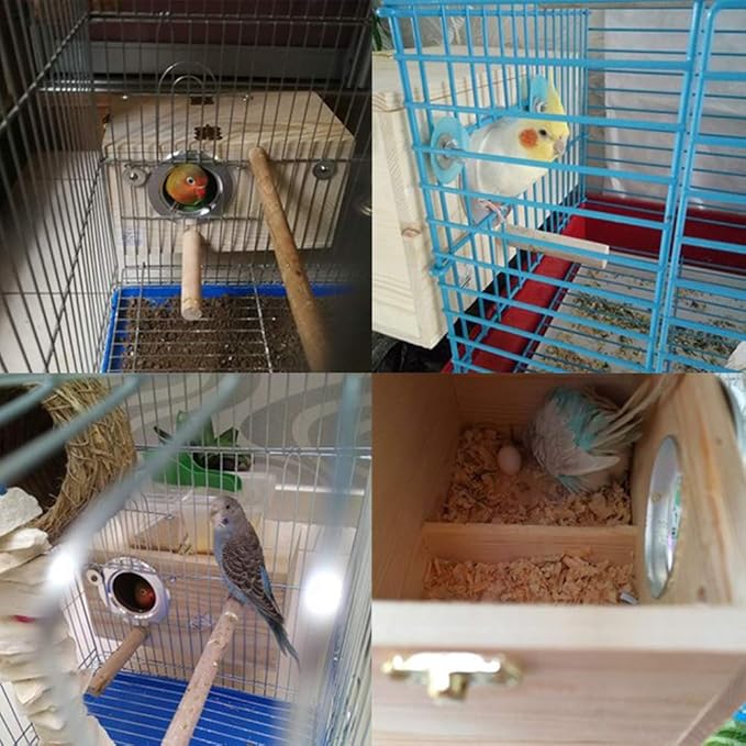 Pine Wood Parakeet Nest Box Bird House Budgie Breeding Mating Box for Lovebirds Cockatiel Parrotlets (XL)