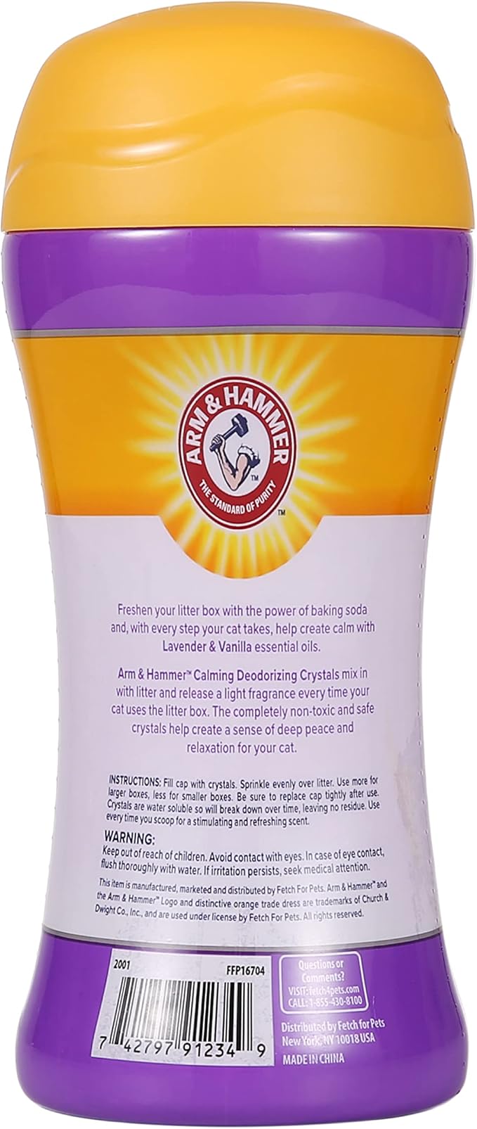 Arm & Hammer Cat Litter Deodorizing Crystals with Baking Soda, Odor Neutralizer, Dissolving Litter Box Deodorizer for Cat Litter Odor Control, Lavender and Vanilla Scent, 15 Oz - 2 Pack