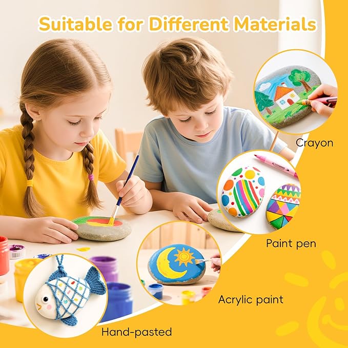 Simetufy 15 Pcs Large Rocks for Painting, 4-5 Inch River Rocks Painting | Stones Smooth Flat Rocks for Painting, Natural Rocks to Paint for Arts DIY Crafts Kids Painters