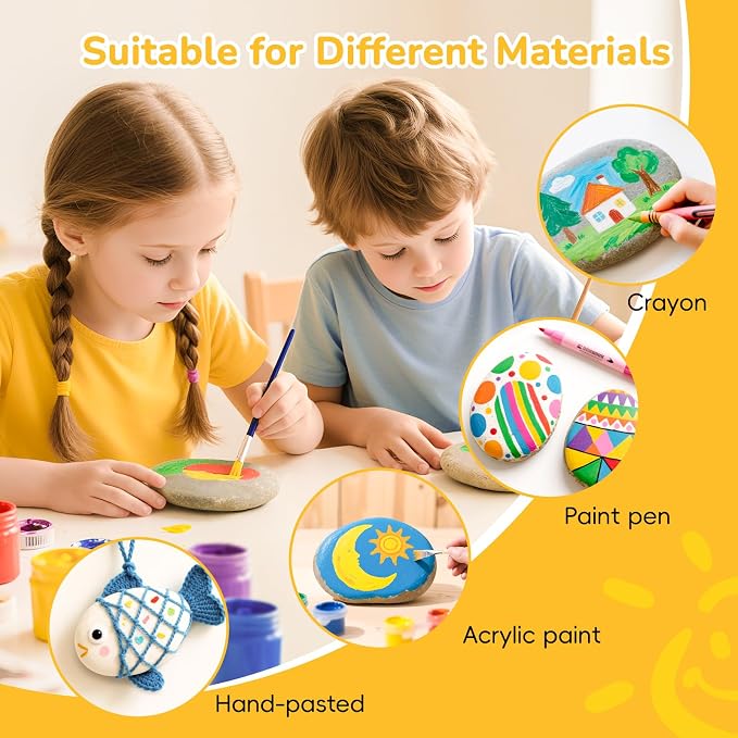Simetufy 30 Pcs Extra Large 4-5 Inch Rocks for Painting, Flat Smooth River Stones for Art, Mandala, Natural Rocks to Paint for Kindness Stones Kids Craft