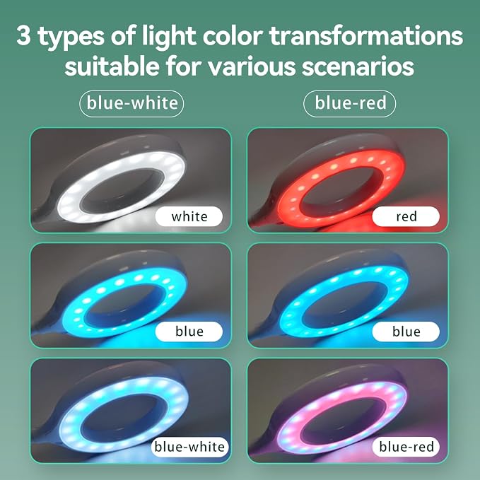 Clip On Aquarium Light with Timer,Aquarium Lights with 3 Color Light Switching for Under 8 Gal Fish Tank,USB Full Spectrum Aquarium Light with Adjust Brightness