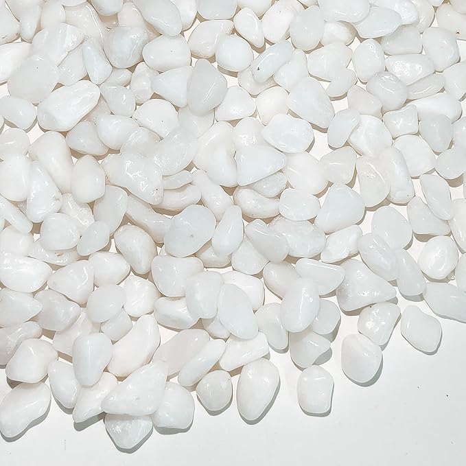 FANTIAN 2 Pounds White Pebbles for Indoor Plants, 3/8 Inch Polished White Rocks, Decorative River Rocks for Potted Plants Vase Cactus Bird Bath and Outdoor Garden Landscaping