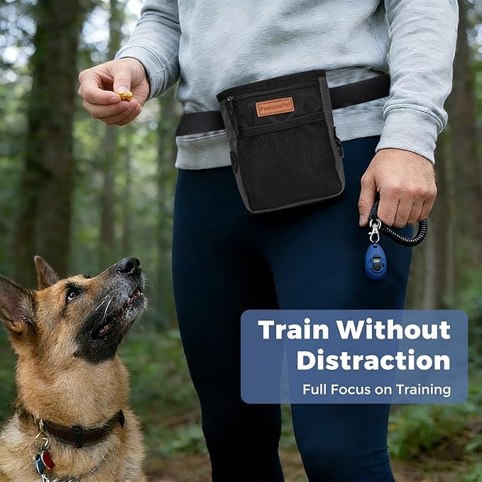 Dog Treat Pouch for Pet Training, One-Hand Magnetic Closure, Hands-Free Treat Bag with Silicone Liner, No Mess No Smell