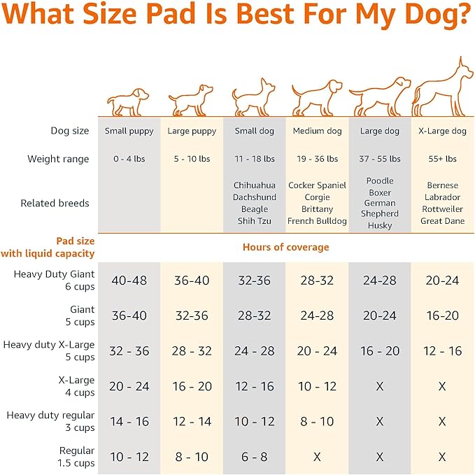 Amazon Basics Heavy Duty Dog and Puppy Pee Pads, Leak-Proof 5-Layer Super Absorbent, Quick-Dry Surface for Potty Training, Regular Size, 24x23", Blue & White, 50 Count