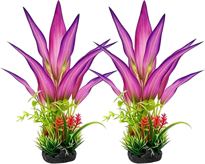 Silk Aquarium Plants 2 Pcs 8 Inches | Soft silk plants, safe for delicate fish, durable, resist fading.