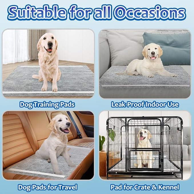 Dogcator Charcoal Dog Pee Pads Extra Large 28“x34”, Puppy Pads XL 30 Count, Potty Pads for Dogs, Disposable Urine Bed Pads for Odor-Control, X-Large Piddle Underpads, Training Liners for Housebreaking