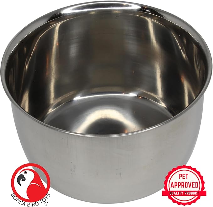 Bonka Bird Toys 800120 5oz Stainless Steel Clamp Cup Feed Food Liquid Budgie Finch Parrot Parrotlet
