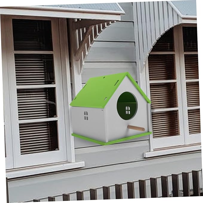 Pet Bird House for Parrots - Light Green Parrot Nest and Feeding House - Durable PVC Bird Feeder Cage for Garden Decor and Nesting