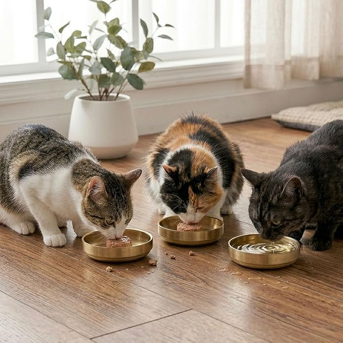 2 Pack Whisker Fatigue Cat Bowl, Shallow Stainless Steel Cat Food and Water Bowls, Wide Cat Dishes for Indoor Cats and Small Dogs, Dishwasher Safe