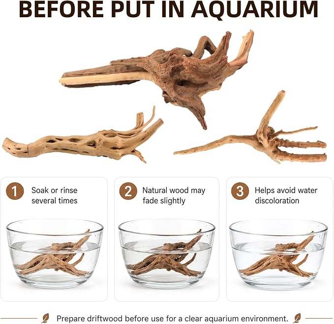 Vmiapxo miapxo 5-Pack Natural Driftwood, Sinkable Spider Wood (6''-8'') | Assorted Shapes Drift Wood, Aquarium Decor, Reptile Terrarium & Fish Tank Wood Branches Decoration