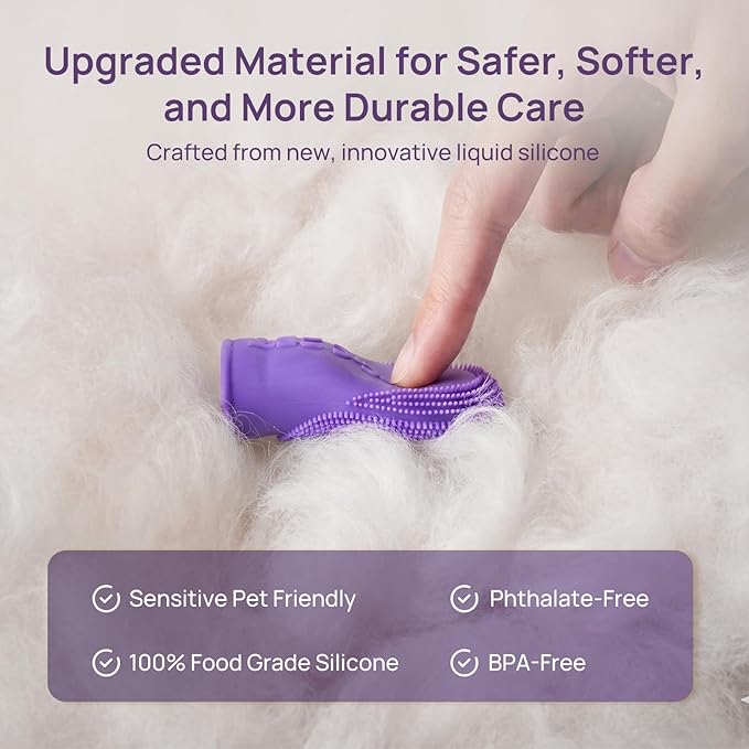 HICC PET Dog Toothbrush, Anti-Slip Dog Tooth Brushing Kit, Dog Finger Toothbrush for Plaque and Tartar Cleaning, Dog Teeth Cleaning for Small & Large Pets, Safer & Softer Liquid Silicone, 2-Pack