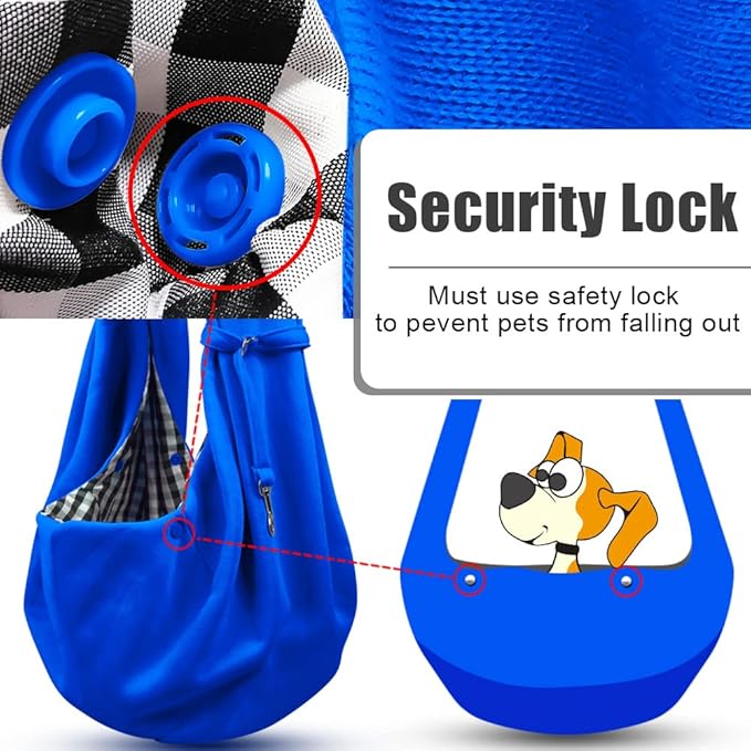 Tomkas Small Dog Cat Sling Carrier Puppy Purse Travel Wrap Soft Crossbody Pet Bag (Royal Blue, M - Classic Pocket & Classic Strap)