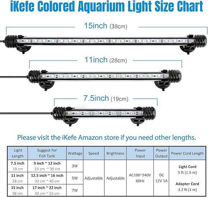 7.5" Color Changing LED Fish Tank Aquarium Submersible Light with Remote/Colored Aquarium LED Tank Lights Fixture for Underwater Decorations, Plant Grow, Saltwater Freshwater Fish, KR5007