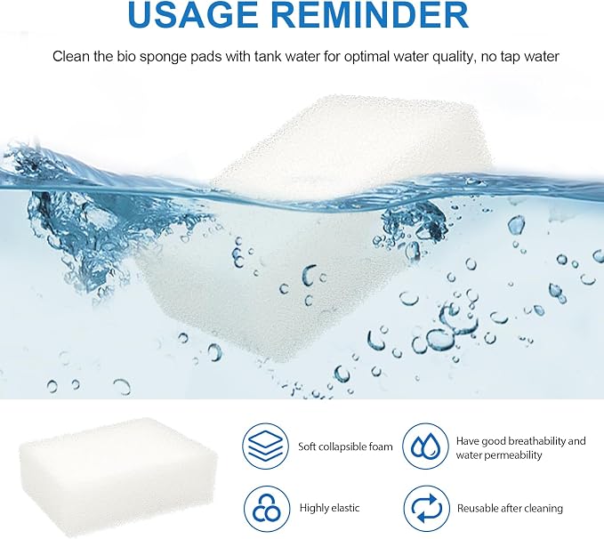 Aquarium Replacement Filter Sponge Media Pads, Foam Insert Compatible with AquaClear 70/Fluval 70 Power Filters, Reusable Fish Tank Filter Media for 40-70 Gallon Aquariums - 6 Pack