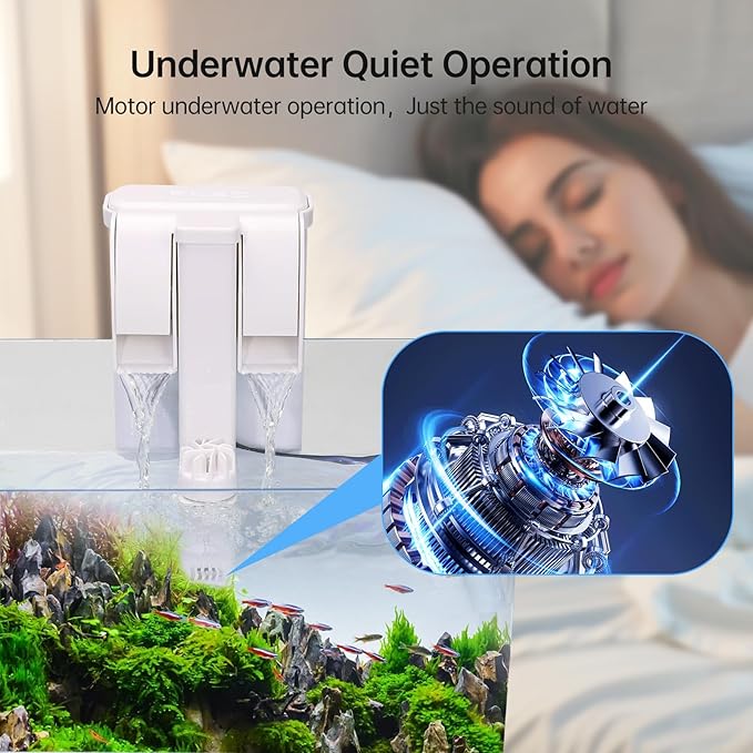 Hang on Aquarium Filter no Priming Required 20-40 Gallon Adjustable Power Fish Tank Filter Multi Layer Filtration System with Remove Oil Film and Double Waterfall for Freshwater Saltwater